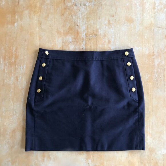 J Crew Navy Lined Mini Sailor Skirt Size 2 - Picture 1 of 5